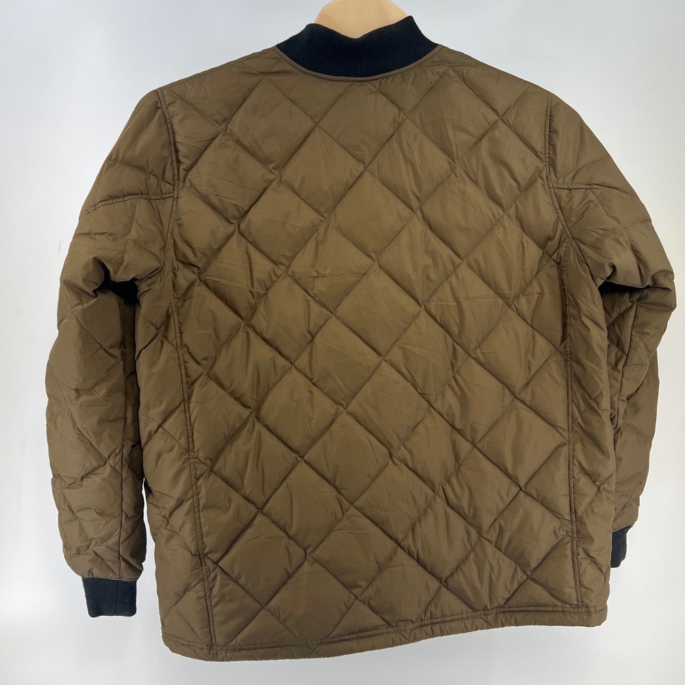 Eddie Bauer EB650 Down Puffer Bomber Jacket Mens‎ 2XL Brown Diamond Quilt Zip - Picture 3 of 10